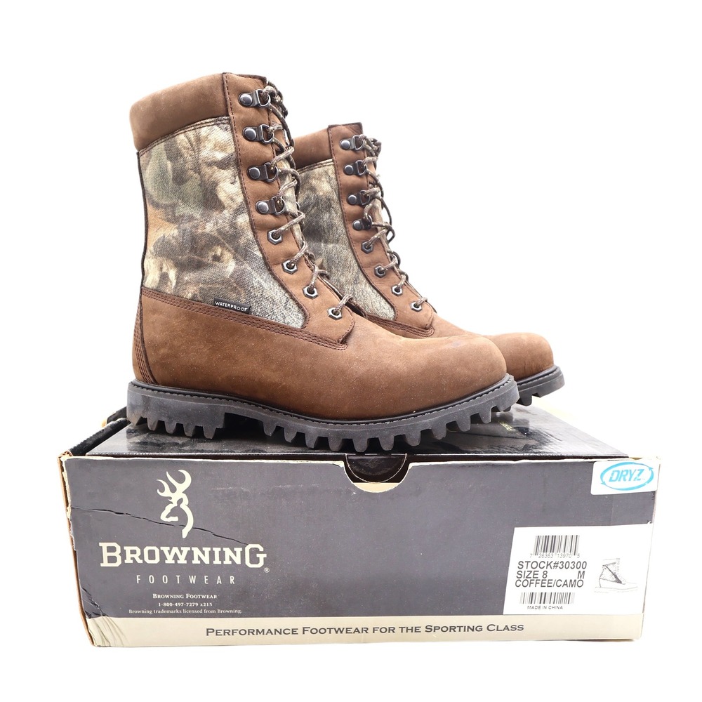 Browning 30300 Hunting Boots Mens 8 Coffee Camo Leather Waterproof New